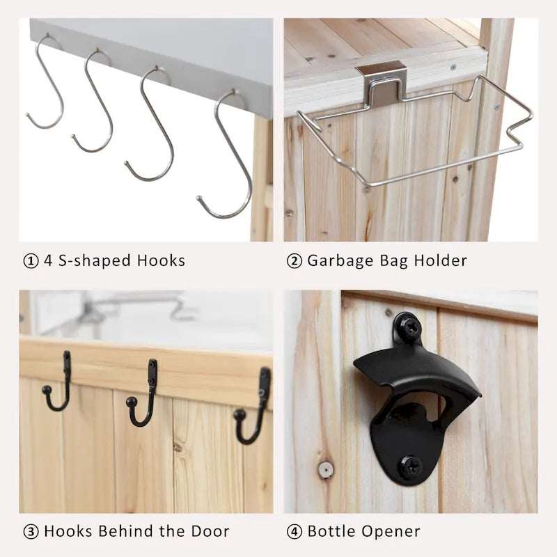 40.5 Outdoor Grill Cart with Stainless Steel Top, Rolling Buffet Serving Cart with Drop Leaf, Patio Kitchen Island Cart