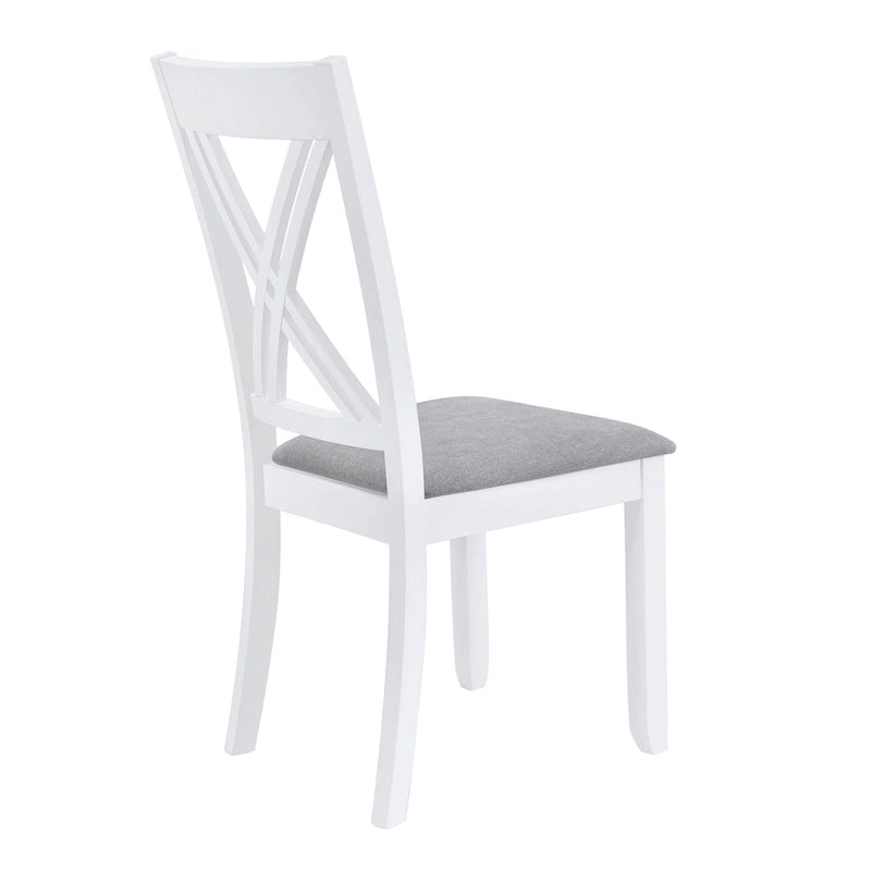 5 Piece Wood Table and Chair Set, Kitchen Dining Table Set for 4 with Rectangle Table and 4 X-Back Upholstered Chairs