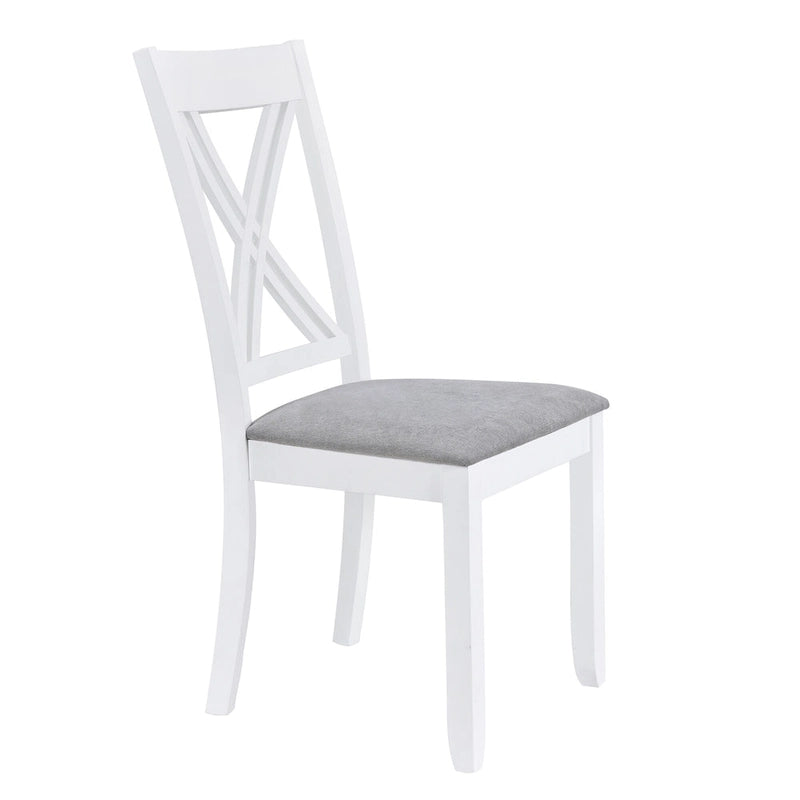 5 Piece Wood Table and Chair Set, Kitchen Dining Table Set for 4 with Rectangle Table and 4 X-Back Upholstered Chairs