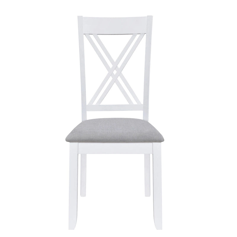 5 Piece Wood Table and Chair Set, Kitchen Dining Table Set for 4 with Rectangle Table and 4 X-Back Upholstered Chairs