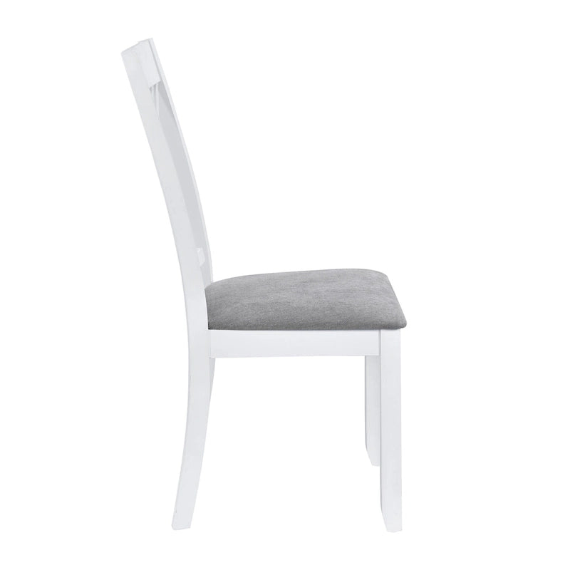 5 Piece Wood Table and Chair Set, Kitchen Dining Table Set for 4 with Rectangle Table and 4 X-Back Upholstered Chairs