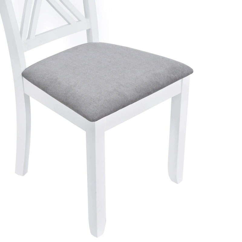 5 Piece Wood Table and Chair Set, Kitchen Dining Table Set for 4 with Rectangle Table and 4 X-Back Upholstered Chairs