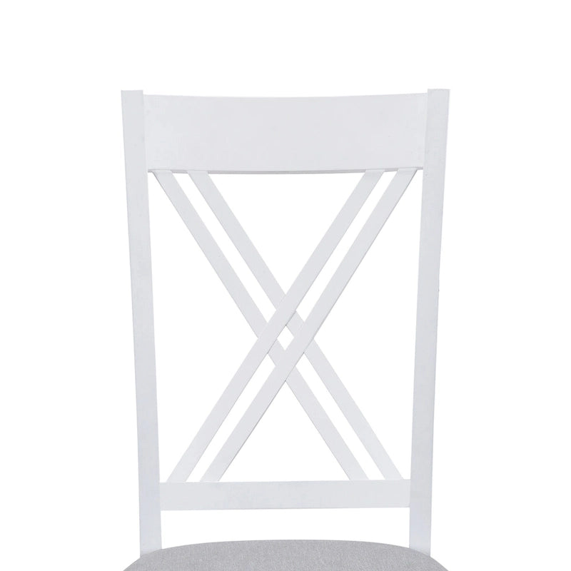 5 Piece Wood Table and Chair Set, Kitchen Dining Table Set for 4 with Rectangle Table and 4 X-Back Upholstered Chairs