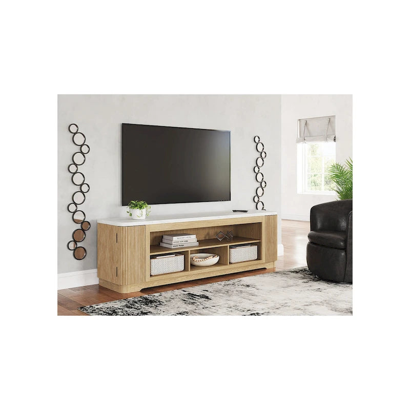 Signature Design by Ashley Camdill Brown 80 TV Stand for TVs up to 90 - 79.5 W x 18.5 D x 24.5 H