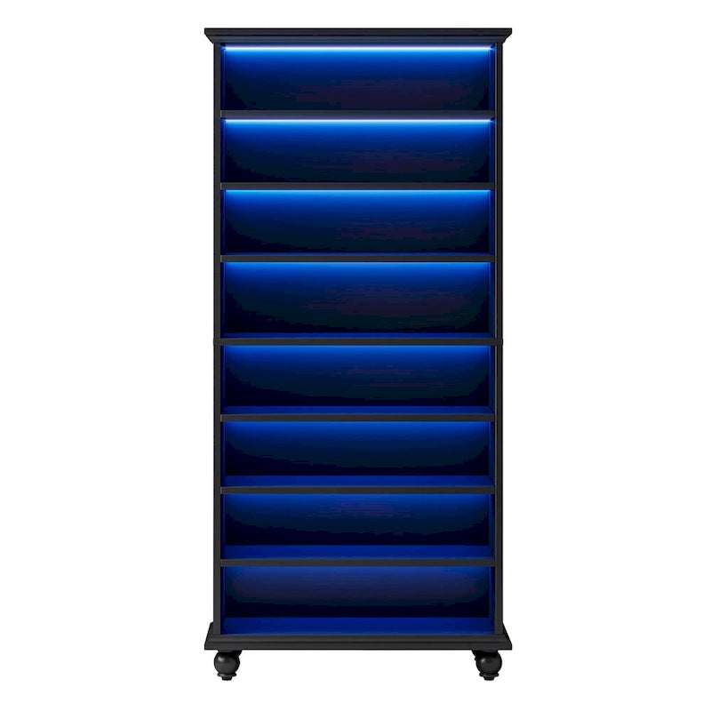 9-Tier Narrow Tall Shoe Storage Cabinet with LED Lighting for Living Room
