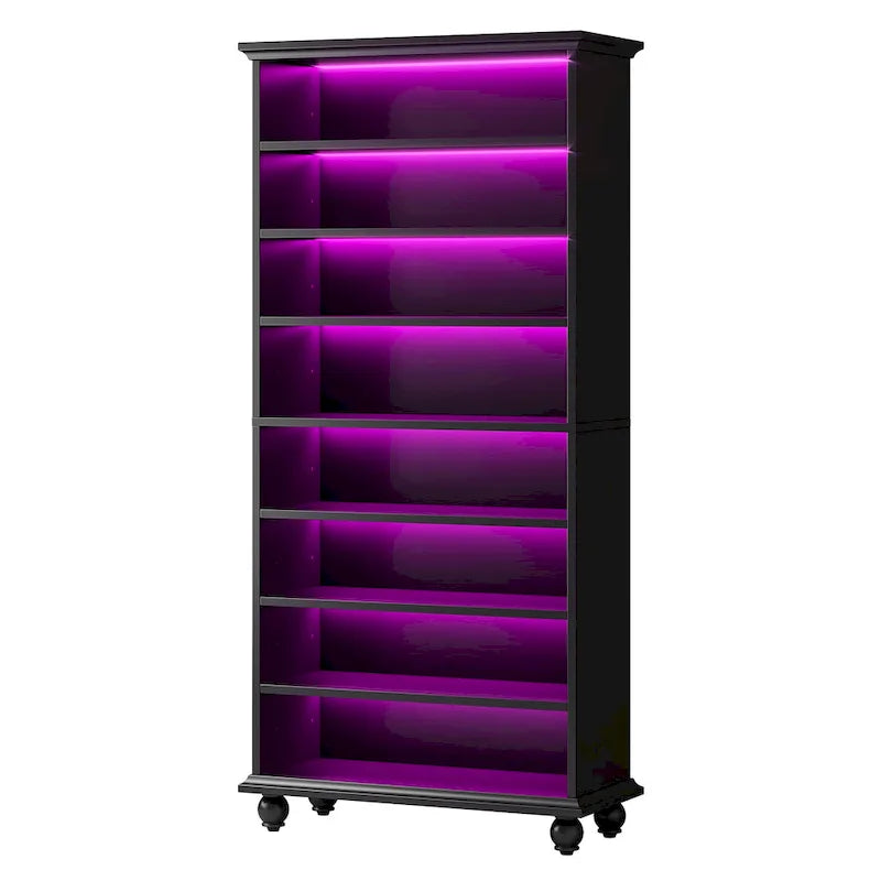 9-Tier Narrow Tall Shoe Storage Cabinet with LED Lighting for Living Room