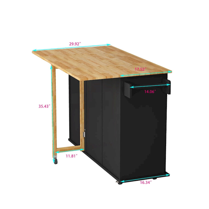 Kitchen Island Cart With 2 Door Cabinet And Three Drawers(no include stool)