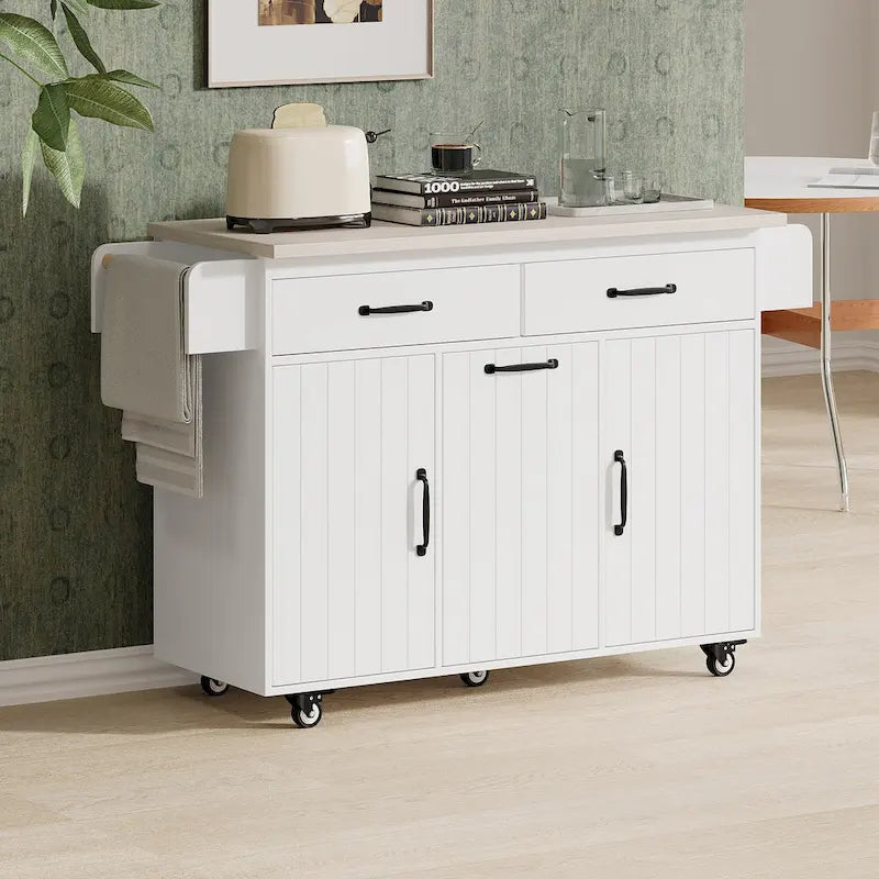 Kitchen Island With Trash Can Storage Cabinet(no include stool)