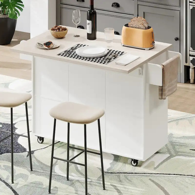 Kitchen Island With Trash Can Storage Cabinet(no include stool)