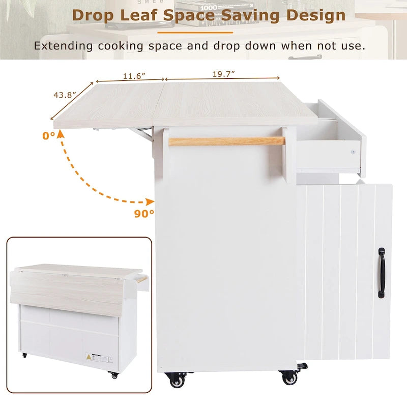 Kitchen Island With Trash Can Storage Cabinet(no include stool)