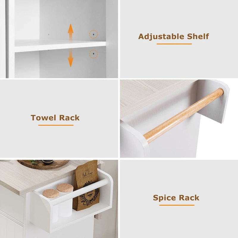Kitchen Island With Trash Can Storage Cabinet(no include stool)
