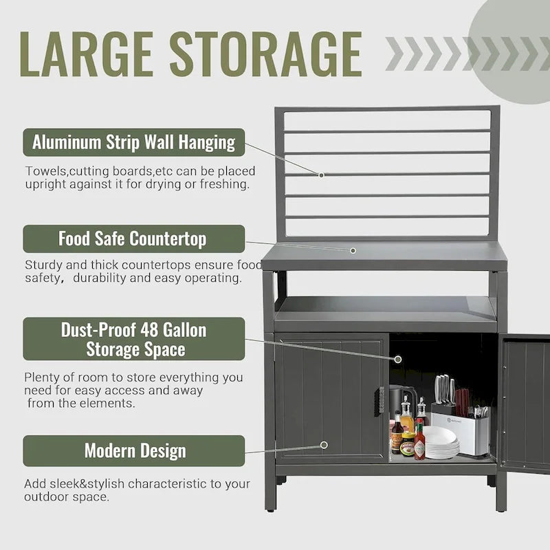 Outdoor Kitchen Island With Storage(no include stool)