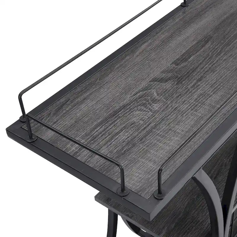 Industrial Bar Cart Kitchen Bar&Serving Cart For Home With Wheels 3 -Tier Storage Shelves(no include stool)