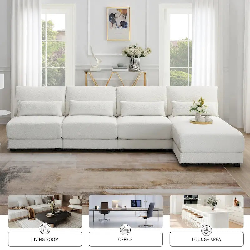 Convertible L-shaped Couch,Wide Seat Sectional Sofa wReversible Chaise