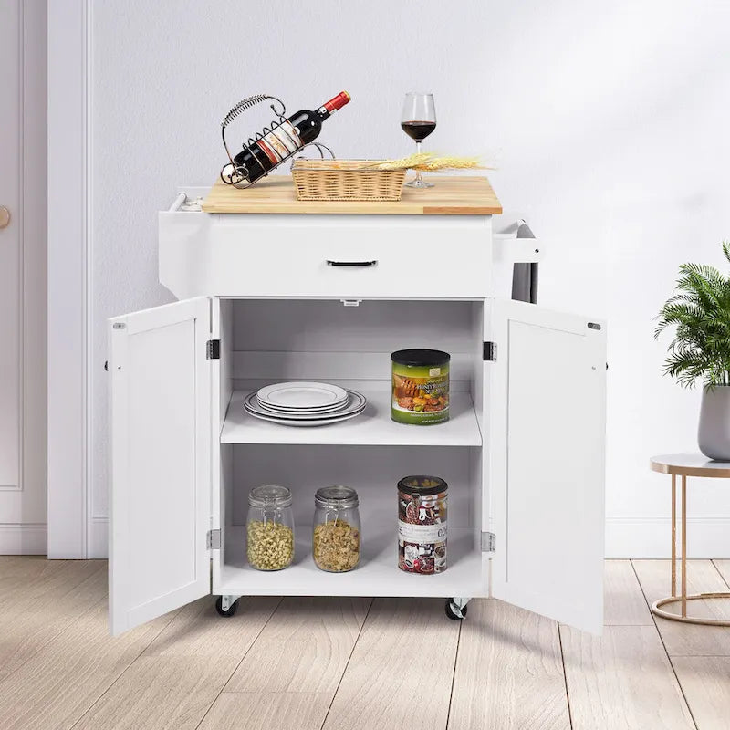 Gymax Rolling Kitchen Island Utility Kitchen Cart Storage Cabinet - See Details