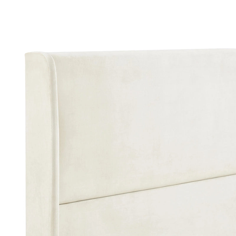 King Size Modern Style Platform Bed with Wingback Design Velvet Headboard for Bedroom