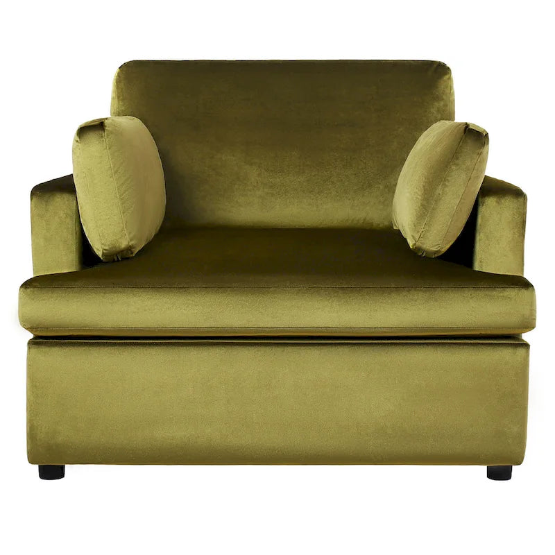 Green Modern 37 Accent chair with Plastic Legs and Pillows for Living Room