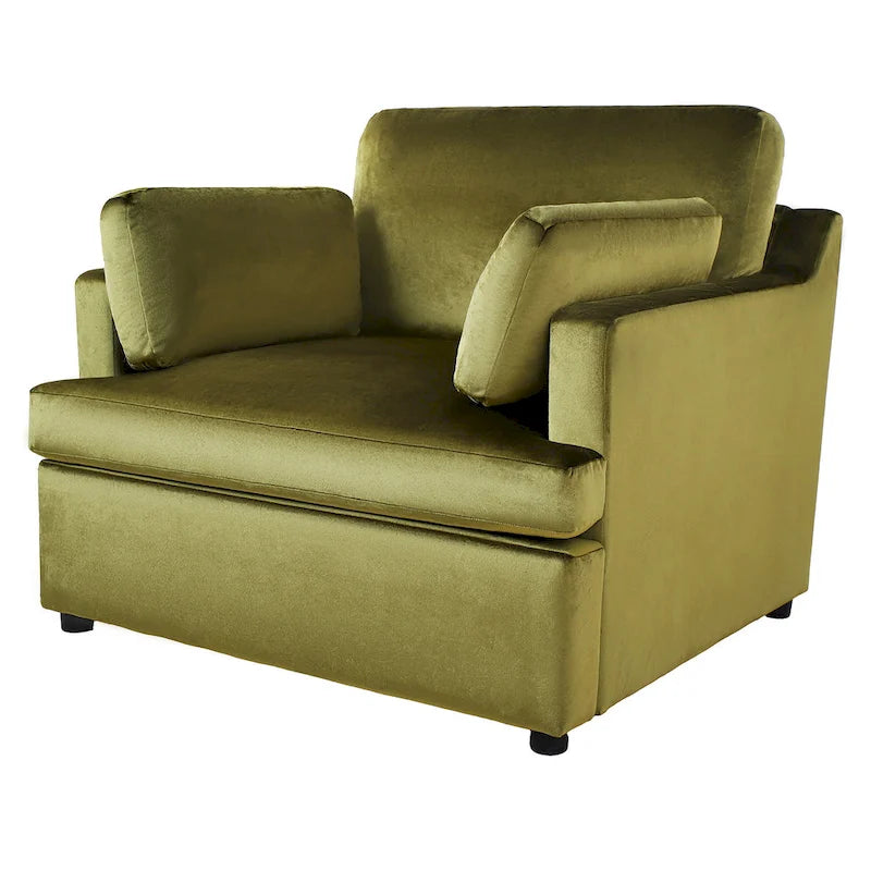 Green Modern 37 Accent chair with Plastic Legs and Pillows for Living Room