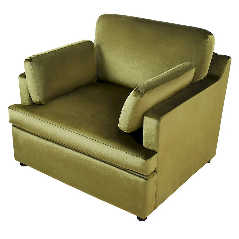 Green Modern 37 Accent chair with Plastic Legs and Pillows for Living Room