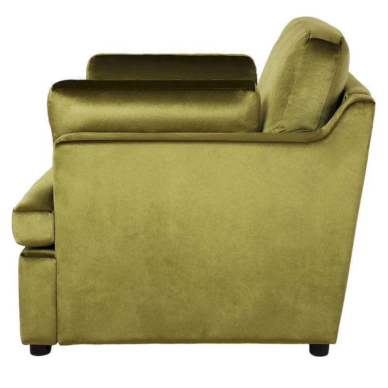 Green Modern 37 Accent chair with Plastic Legs and Pillows for Living Room