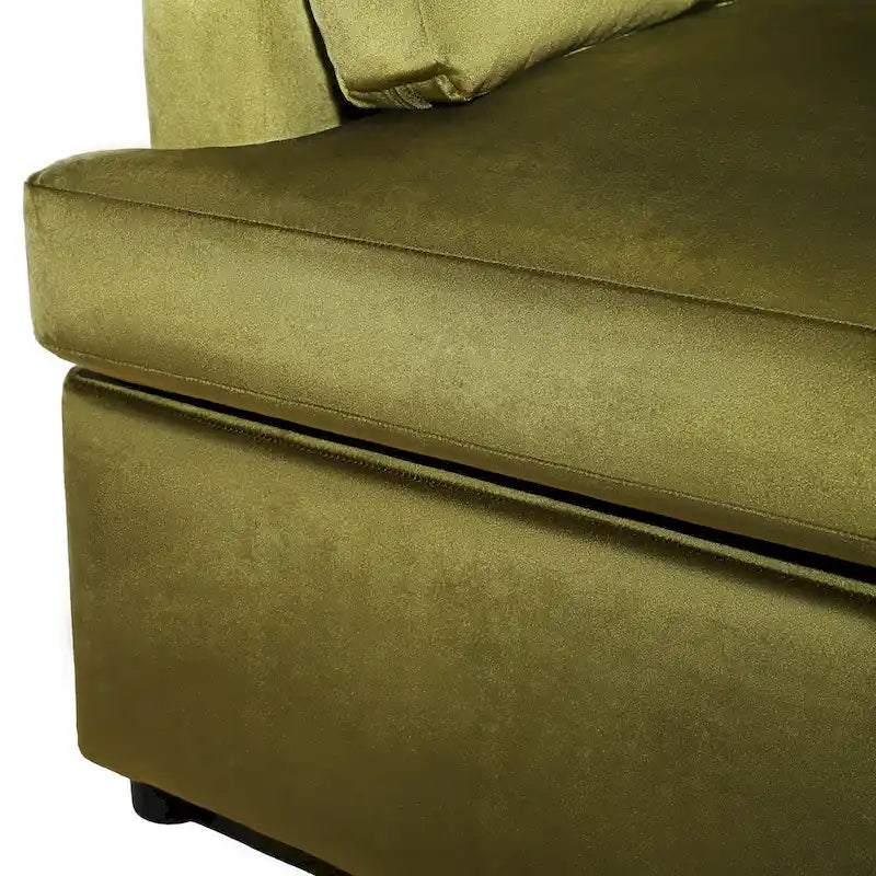 Green Modern 37 Accent chair with Plastic Legs and Pillows for Living Room