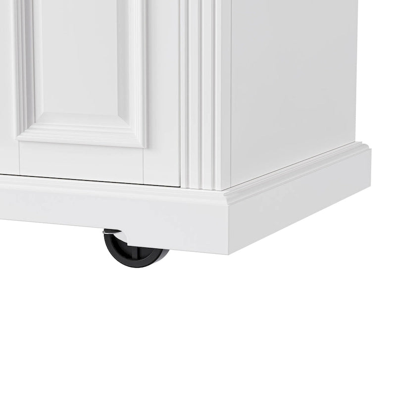 Rolling Kitchen Island with Drop Leaf, Kitchen Island Cart on Wheels, Moveable Island Table with 4 Doors Cabinet & 3 Drawers