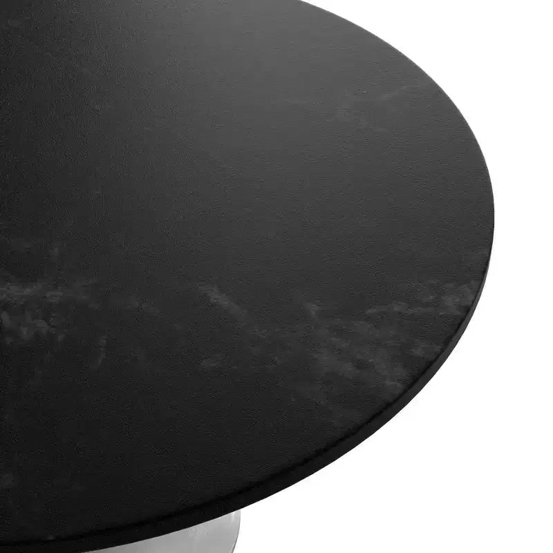 Table moderne du milieu du siècle avec un plateau rond en MDF de 48 pouces et une base piédestal en acier blanc
