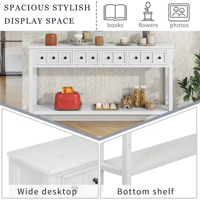 Rustic 4-drawer Entryway Console Table