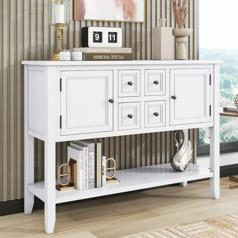 Cambridge Series Vintage Console Table with Drawers and Cabinets - 15.00 x 46.00 x 34.00