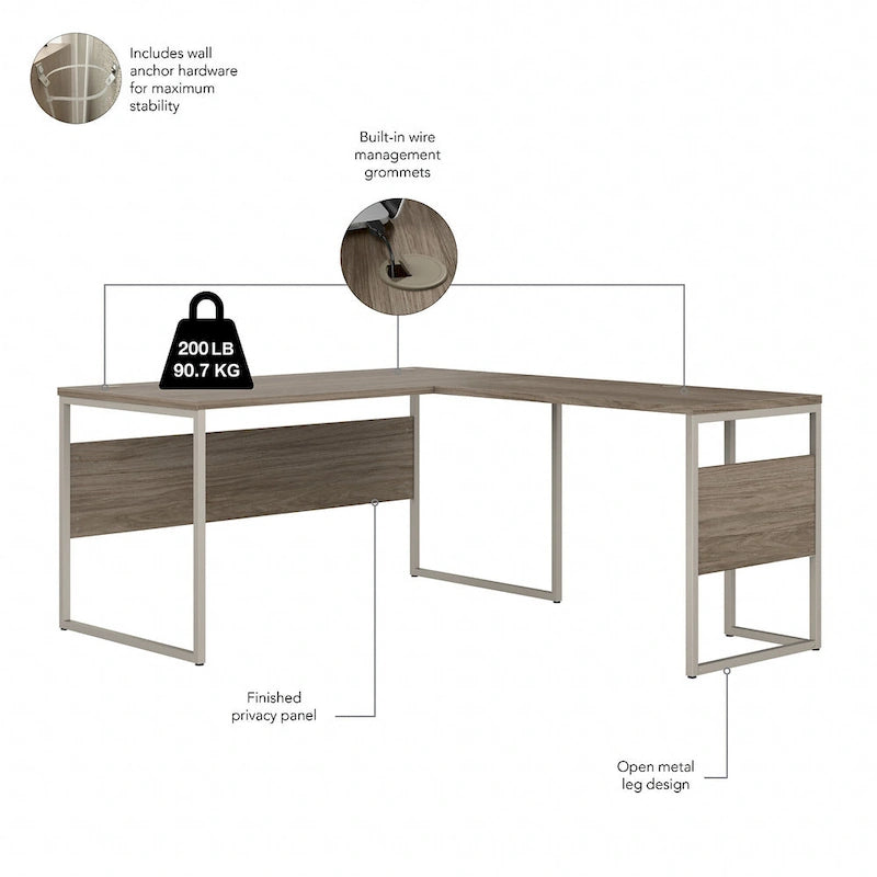 Hybrid 60W x 30D L Shaped Table Desk by Bush Business Furniture