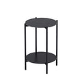 2-layer Round End Table/Coffee Table with Marble Tabletop