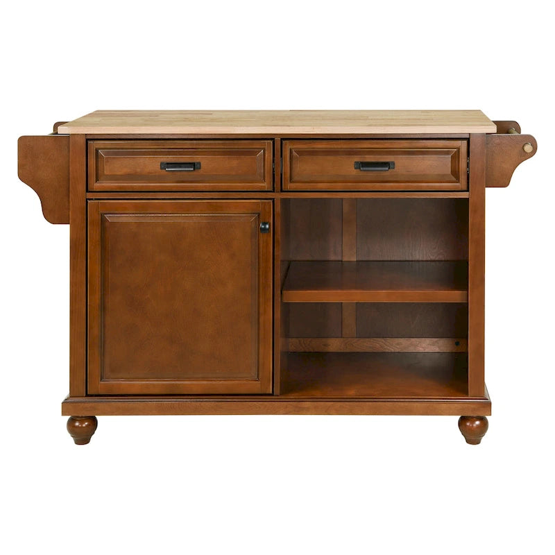 Natural Wood Top Kitchen Island with Storage