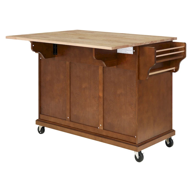 Natural Wood Top Kitchen Island with Storage