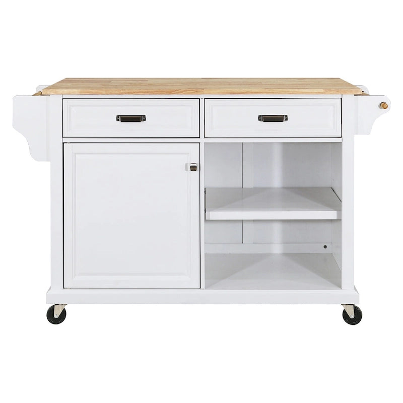 Natural Wood Top Kitchen Island with Storage