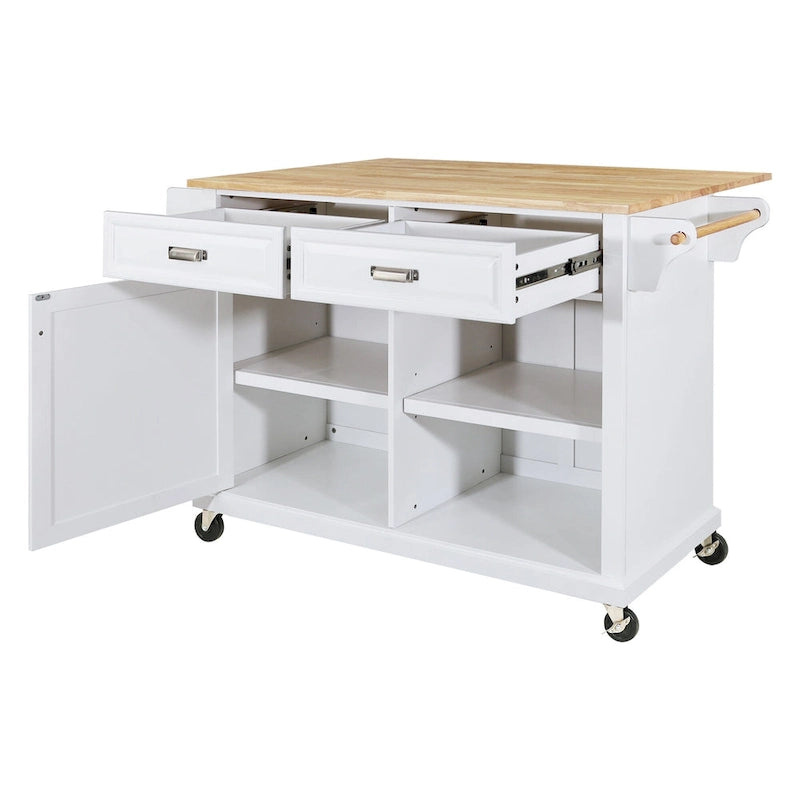 Natural Wood Top Kitchen Island with Storage