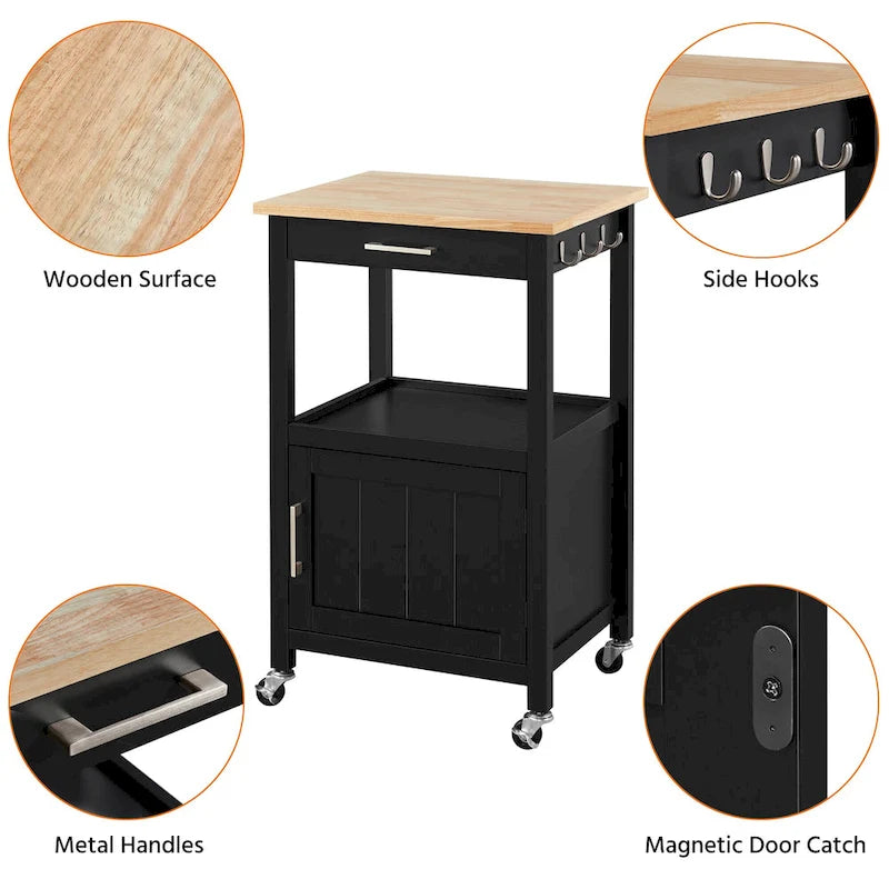 Yaheetech Rolling Kitchen Cart Storage Island Kitchen Cart