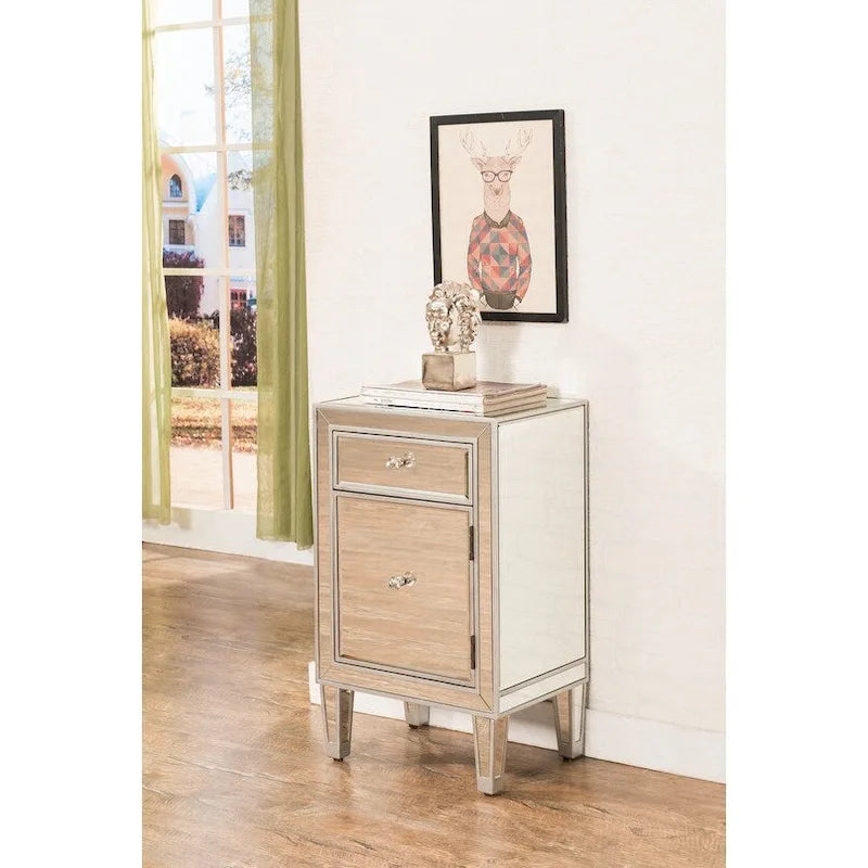 Reflexion Collection Rosa 18-inch Wide Mirrored 1-drawer Nightstand