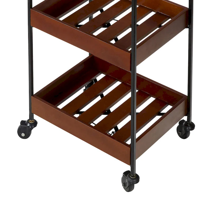 Winslow River of Goods Wooden Slat and Black Metal Storage Cart
