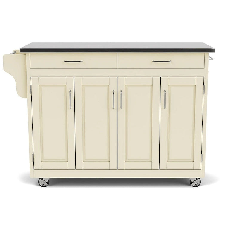 Copper Grove Puff Island White Finish with Stainless Steel Top Kitchen Cart