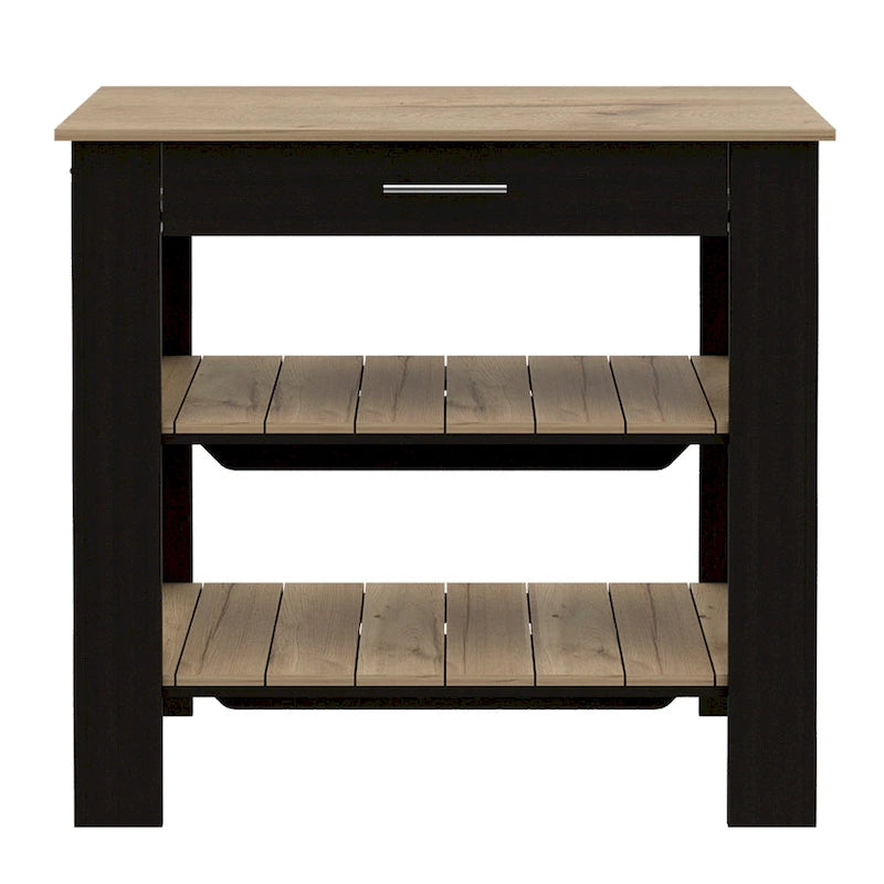 FM Furniture Brooklyn 40 Kitchen Island, Two Shelves, One Drawer