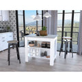 HomeRoots Marble and White Kitchen Island with Three Storage Shelves - 27.5 X 40.50 X 27.50