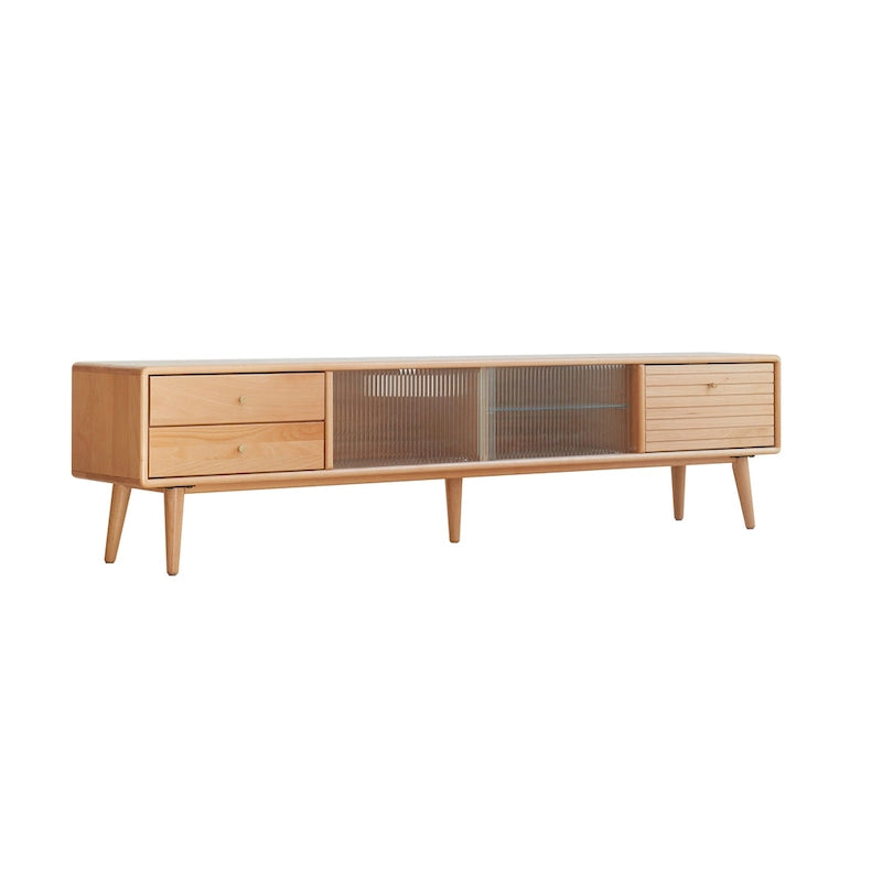 TV Stand With Glass Doors and 3 Drawers