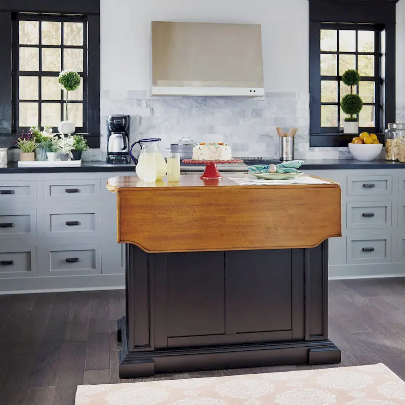 Copper Grove Warwick Black Distressed Oak Kitchen Island