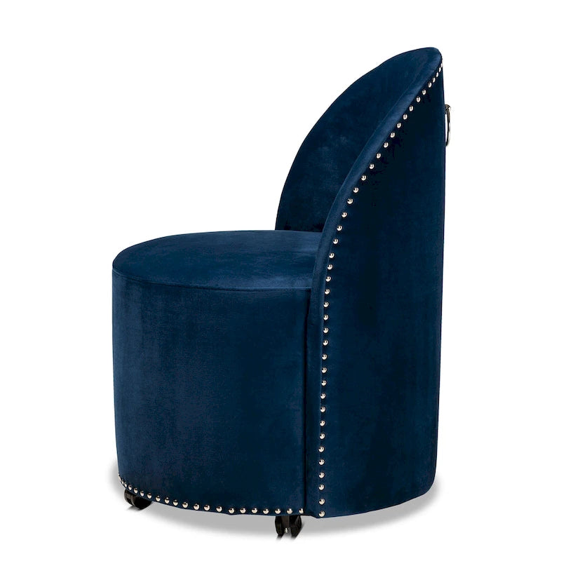 Bethel Glam and Luxe Velvet Rolling Accent Chair