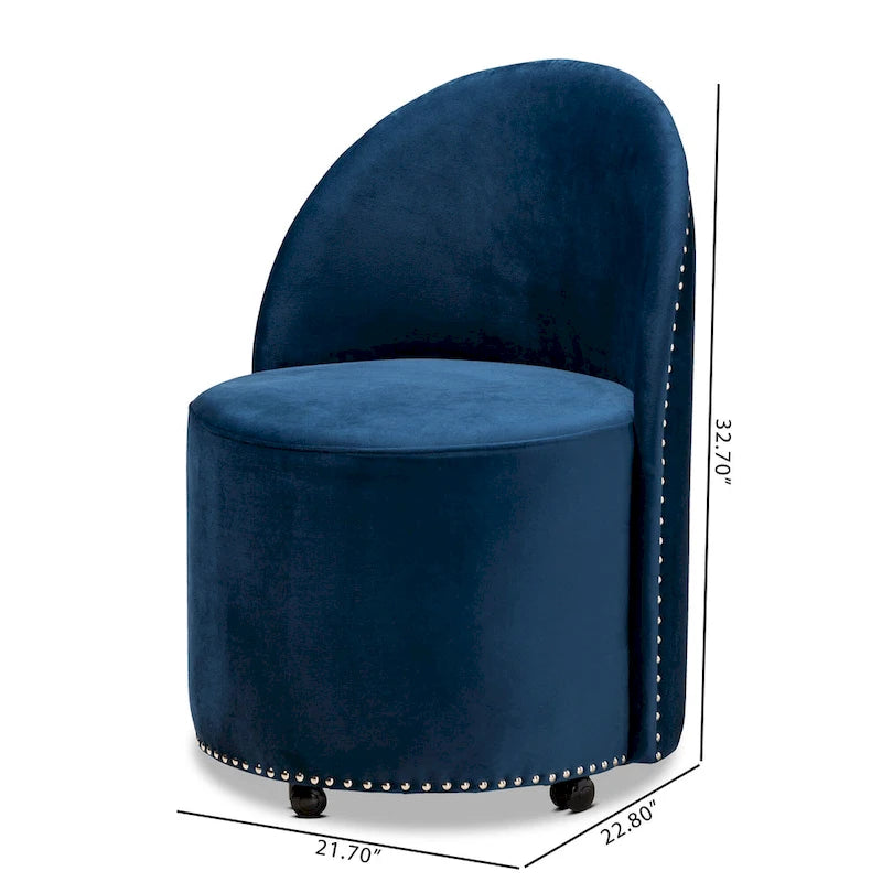 Bethel Glam and Luxe Velvet Rolling Accent Chair