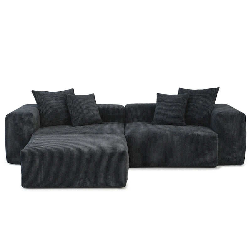 102 Oversized Corduroy Modular Sofa Reversible Couch with Ottoman