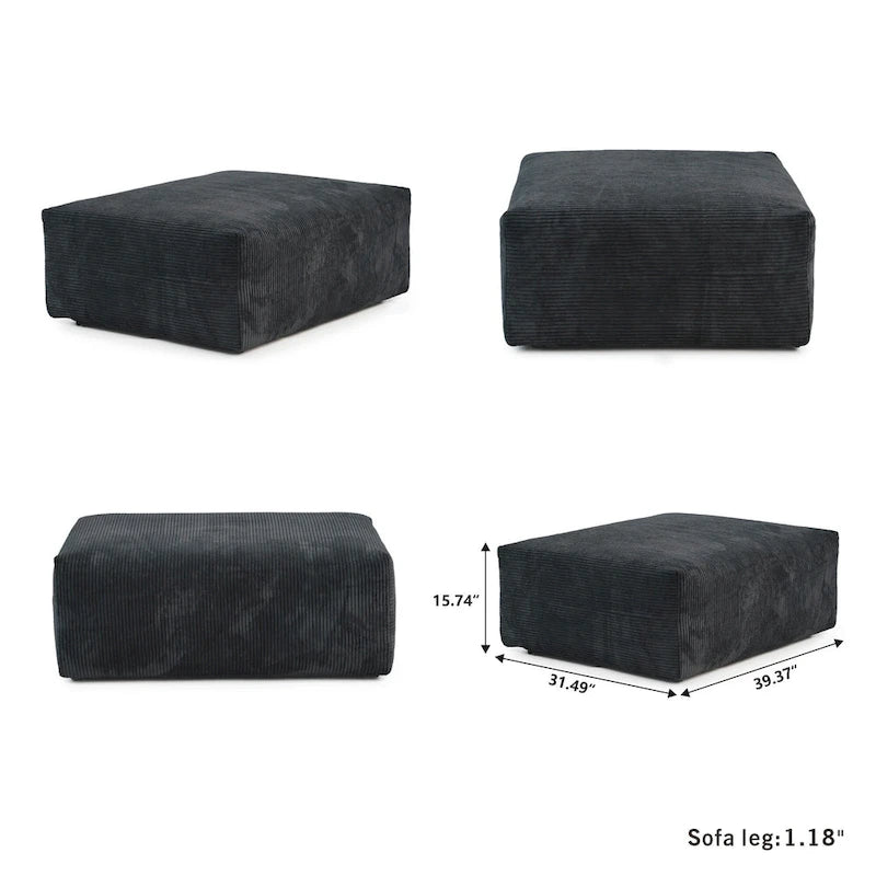 102 Oversized Corduroy Modular Sofa Reversible Couch with Ottoman