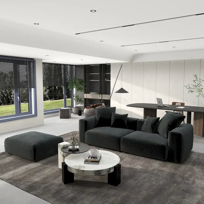 102 Oversized Corduroy Modular Sofa Reversible Couch with Ottoman