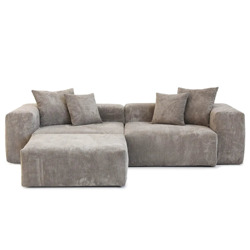 102 Oversized Corduroy Modular Sofa Reversible Couch with Ottoman
