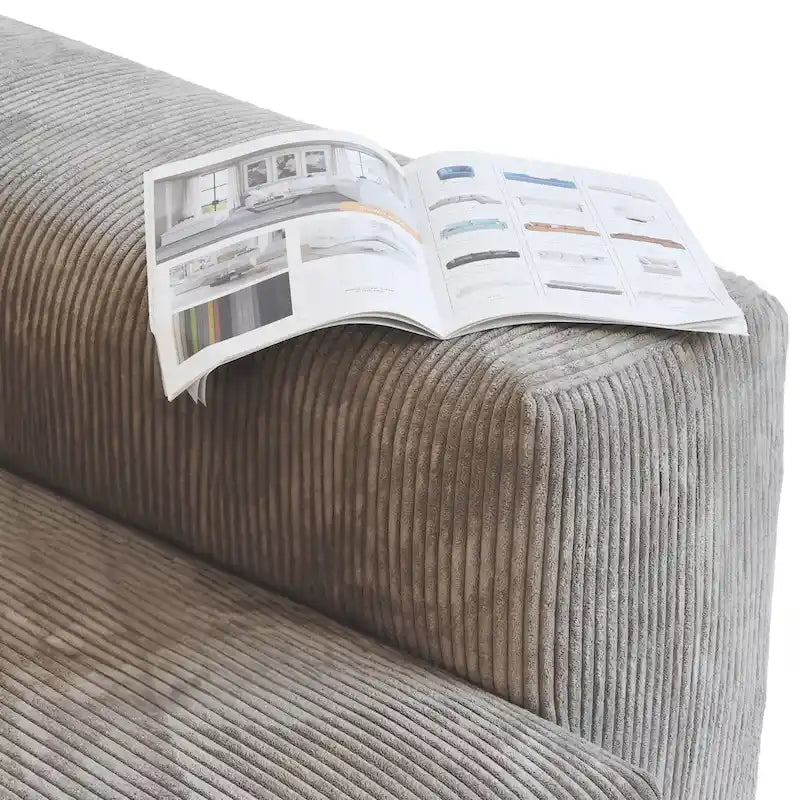 102 Oversized Corduroy Modular Sofa Reversible Couch with Ottoman